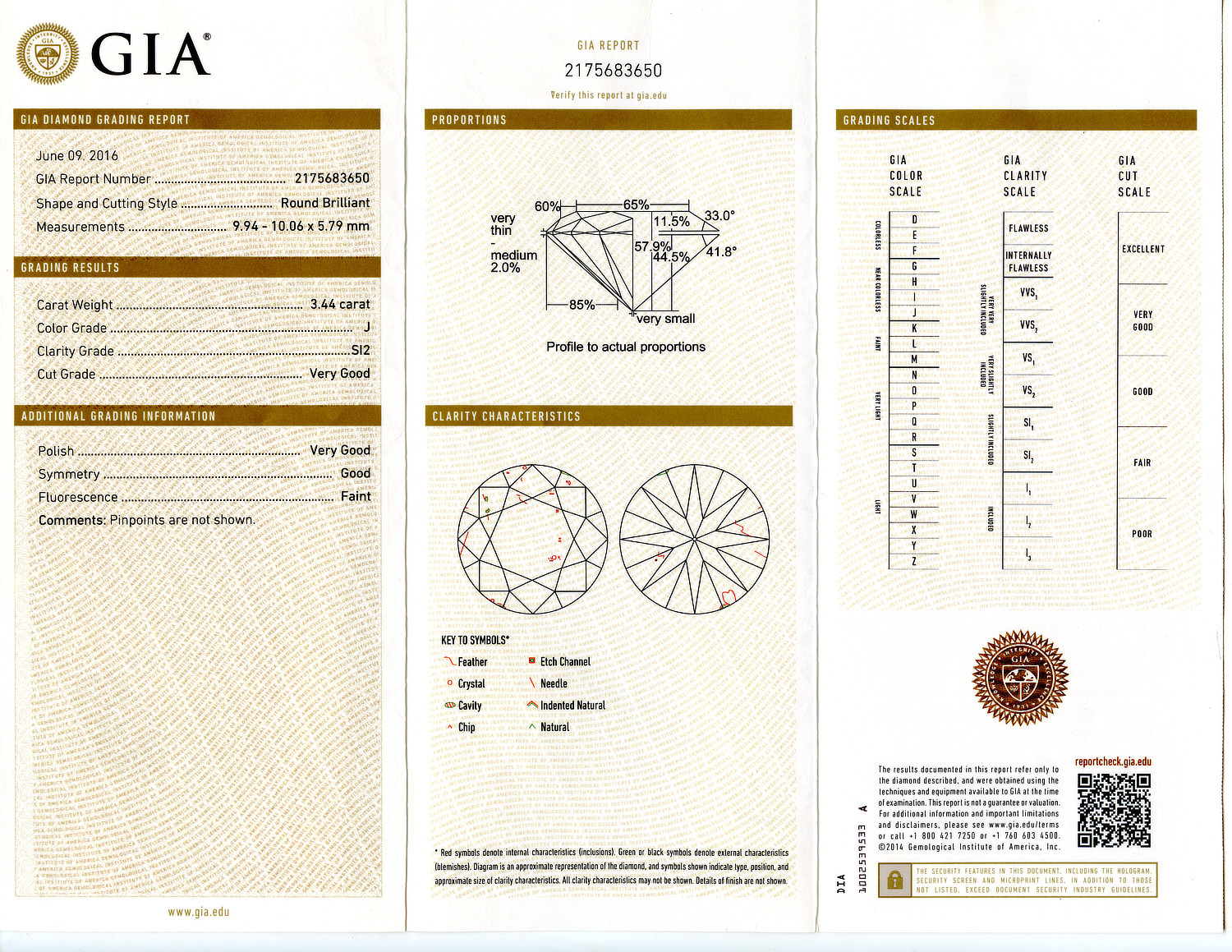 Gallery image of this GIA Certified 3.44ct Round Brilliant Cut Diamond J/SI2