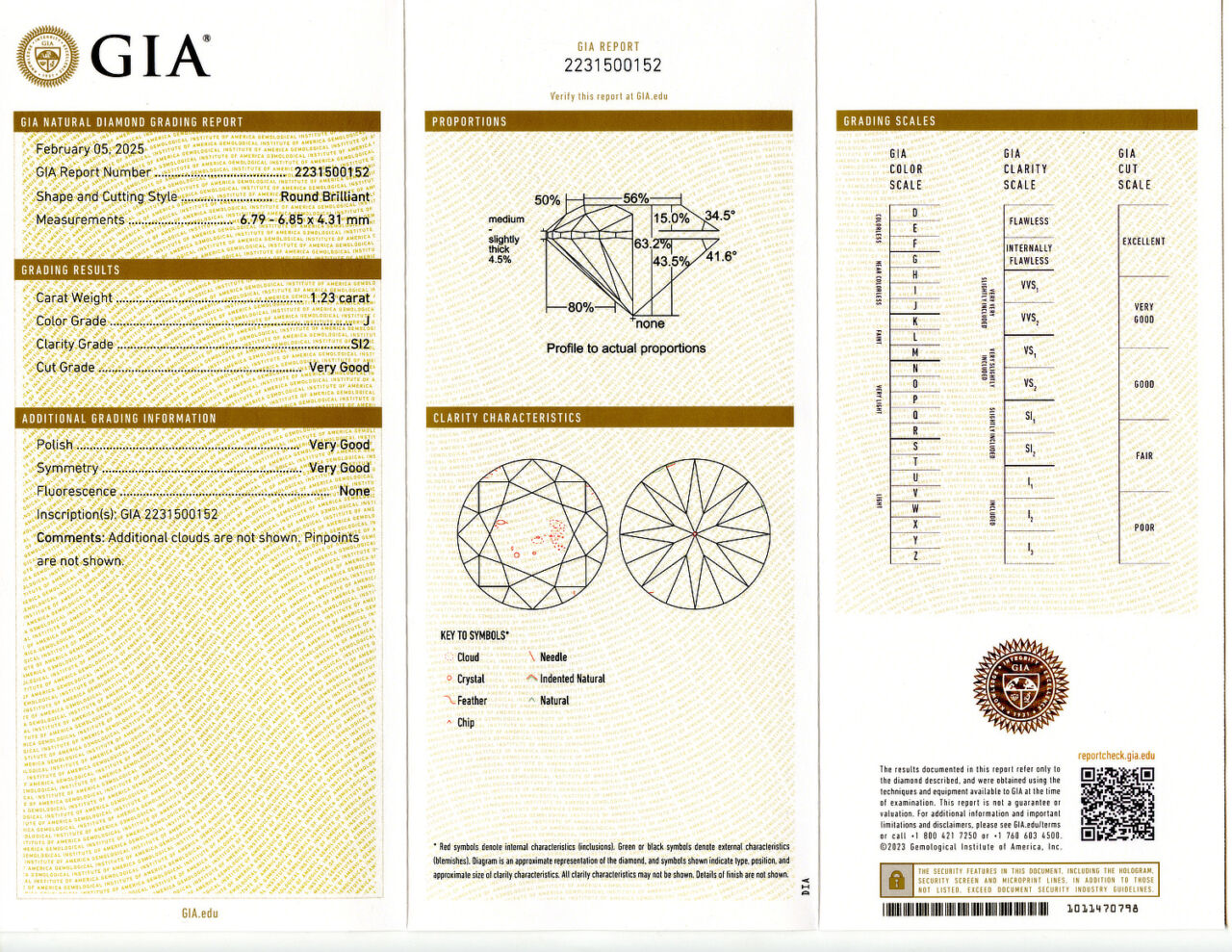 Gallery image of this GIA Certified 1.23ct Round Brilliant Cut Diamond J/SI2