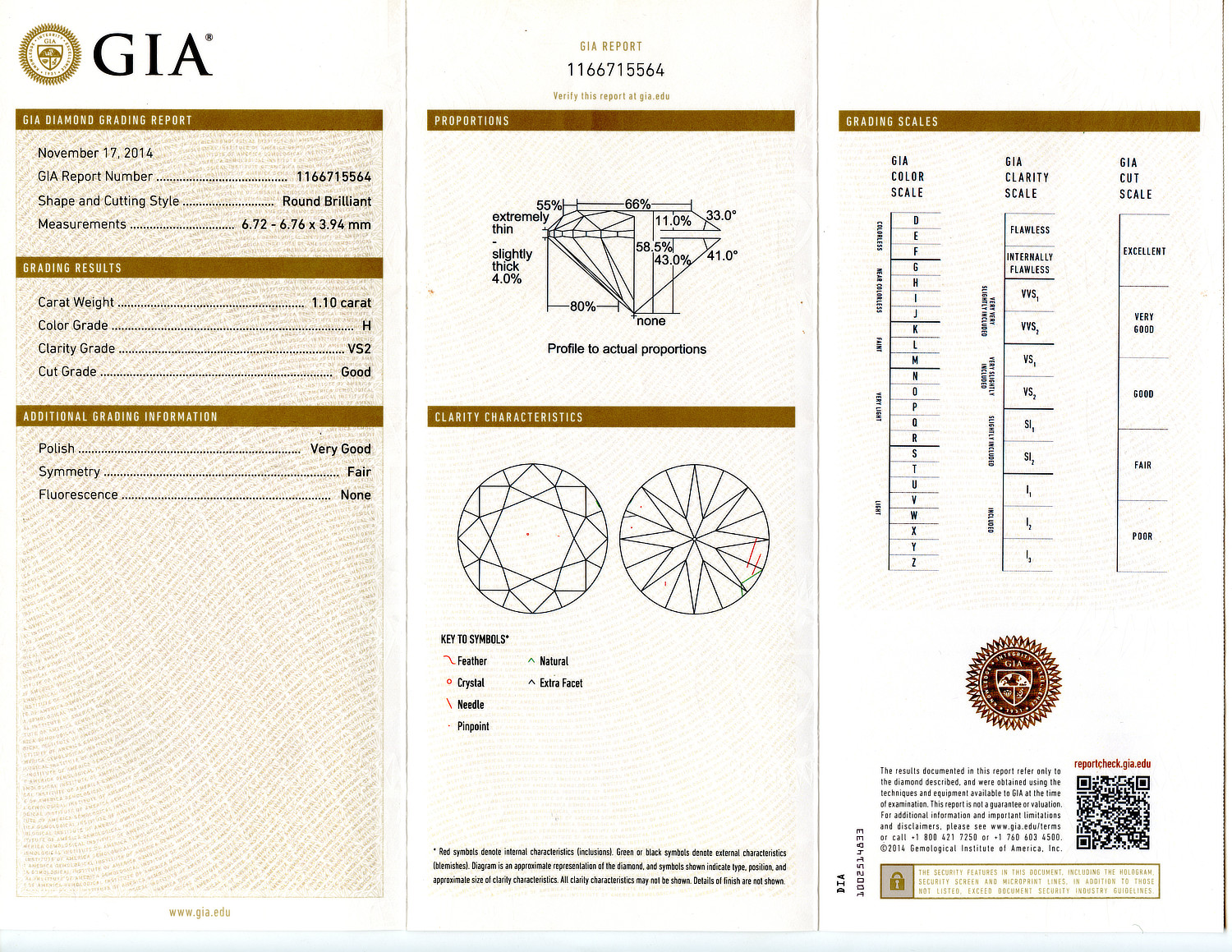 Gallery image of this GIA Certified 1.10ct Round Brilliant Cut Diamond H/VS2