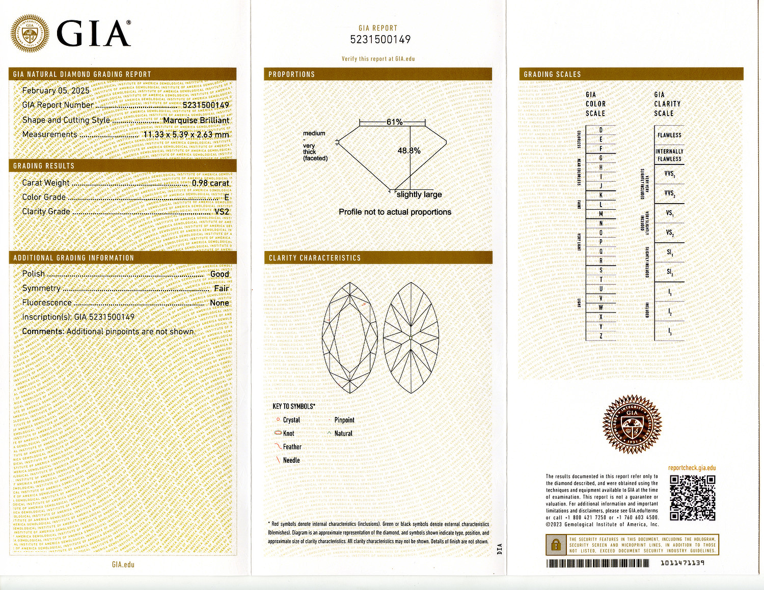 Gallery image of this GIA Certified 0.98ct Marquise Brilliant Cut Diamond E/VS2