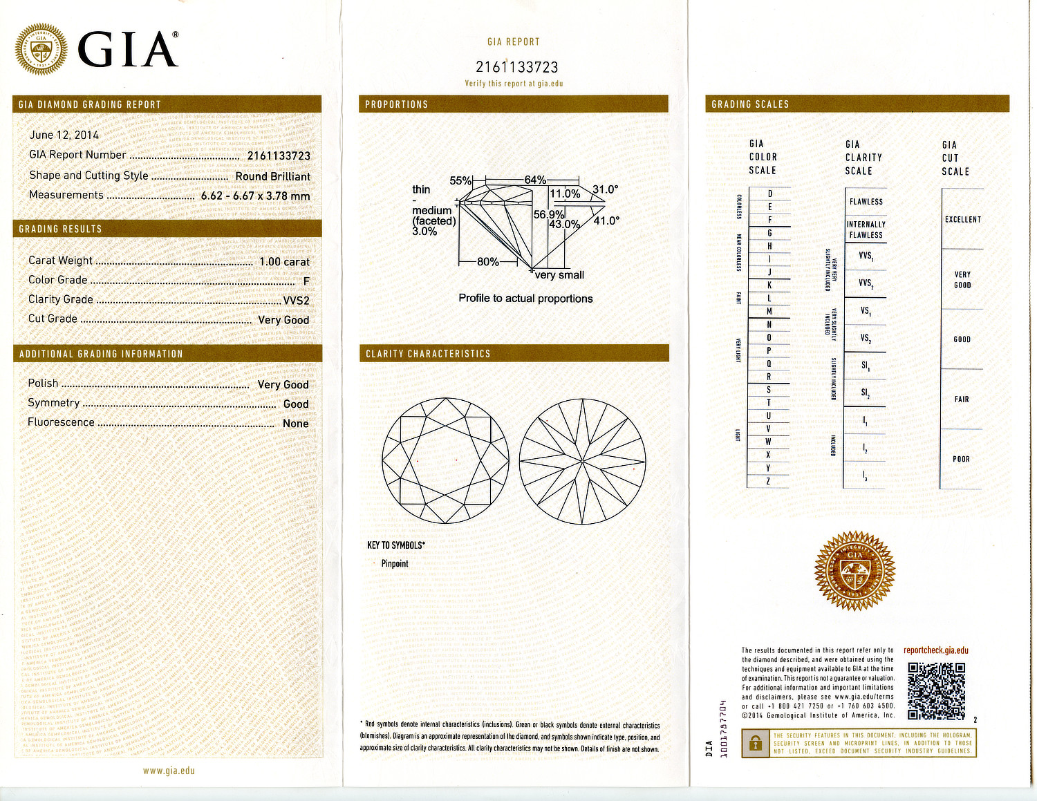 Gallery image of this GIA Certified 1.00ct Round Brilliant Cut Diamond F/VVS2