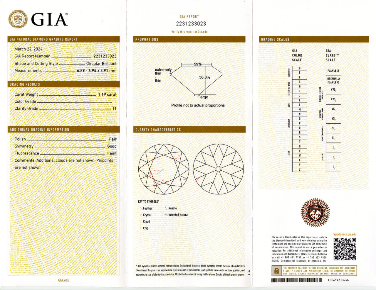 Gallery image of this GIA Certified 1.19ct Circular Brilliant Cut Diamond I/I1