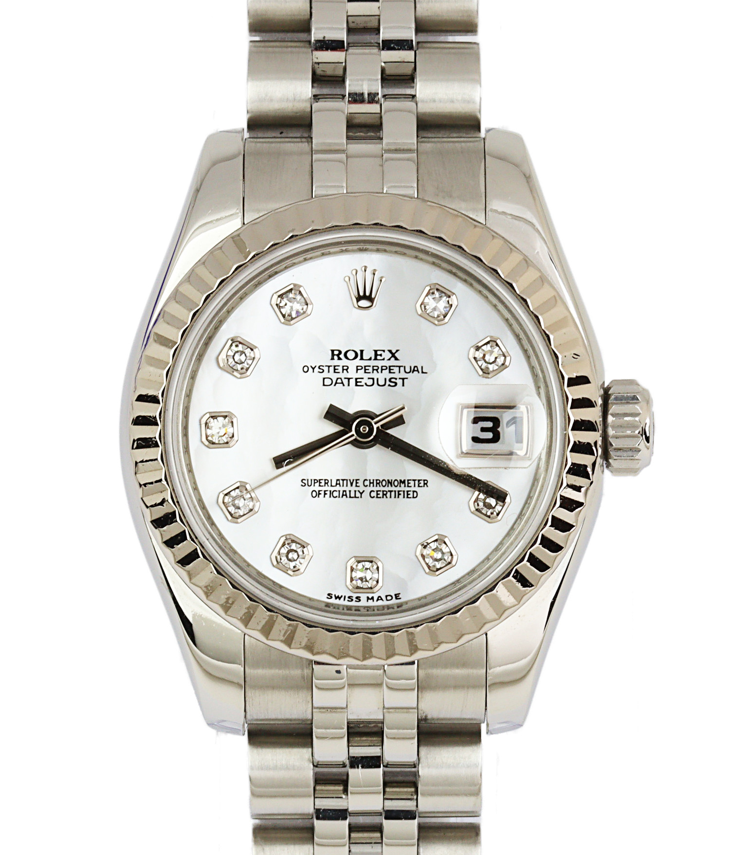 Featured image of this Women’s Stainless Steel Datejust Rolex Wristwatch – 27mm Case