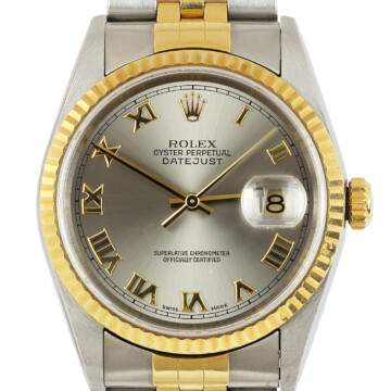 Featured image of this Men’s 18k Yellow Gold, Stainless Steel Datejust Rolex Wristwatch – 35mm Case