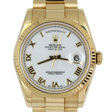 Featured image of this Men’s 18k Yellow Gold President Rolex Wristwatch – 36mm Case