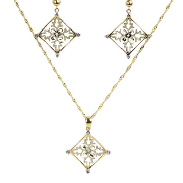 Featured image of this Women’s 14k Yellow & White Gold Tanzanite Earring & Necklace Set