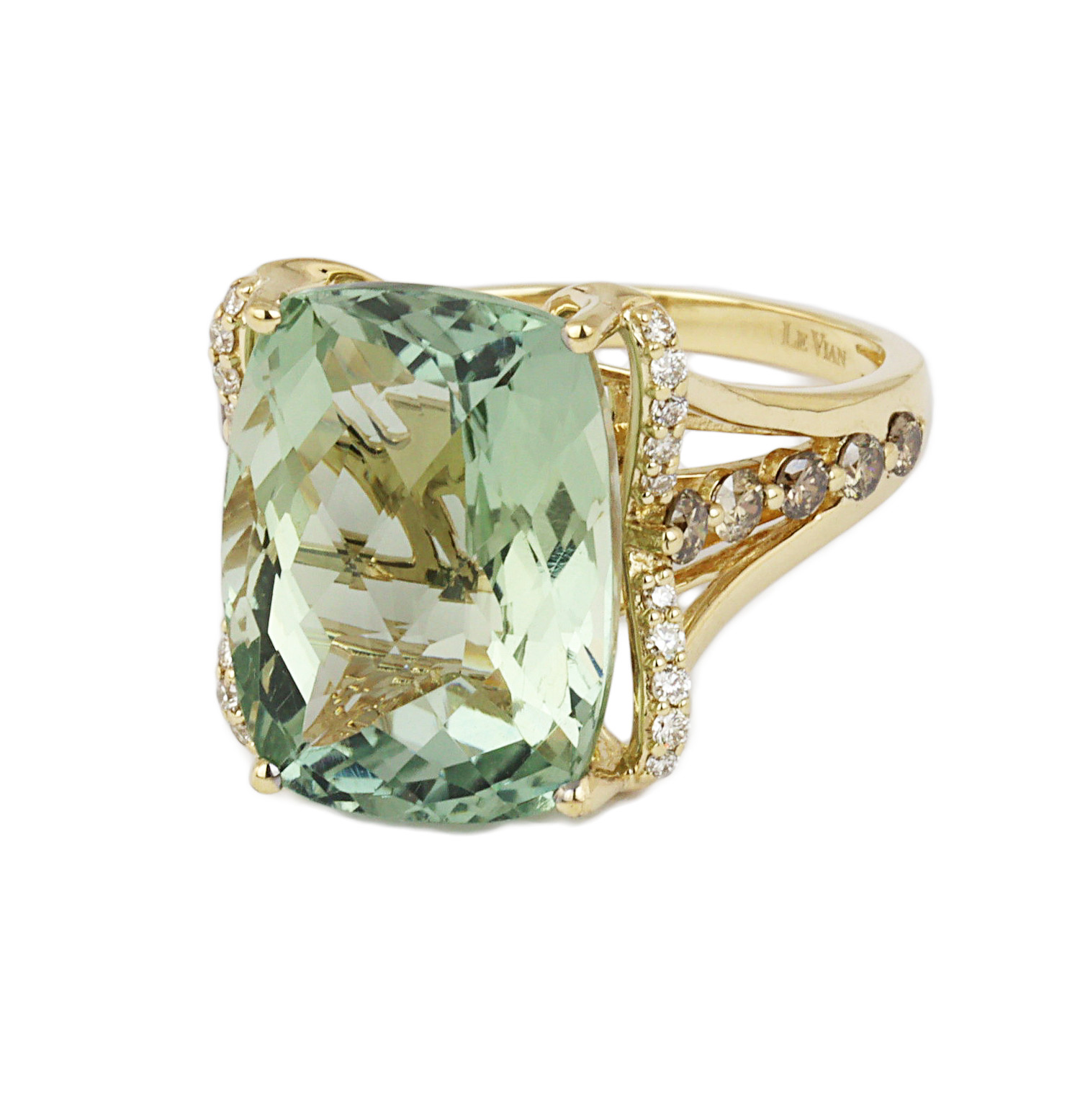 Gallery image of this Le Vian Women’s 14k Yellow Gold Prasiolite & Diamond Ring