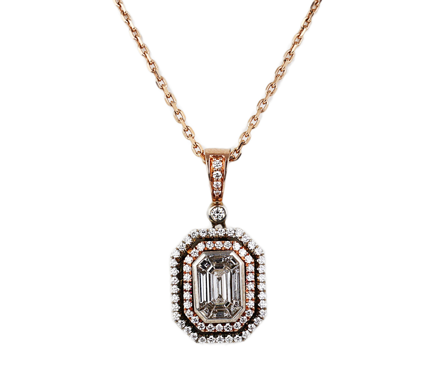 Featured image of this Women’s 18k Rose Gold Diamond Pendant with 18″ Chain