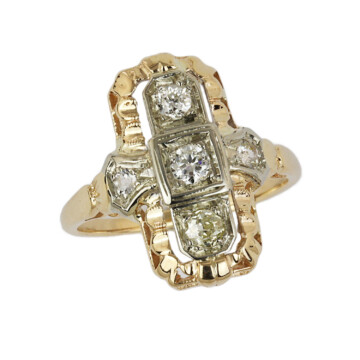 Featured image of this Vintage Style Women’s 14k Yellow & White Gold Diamond Ring