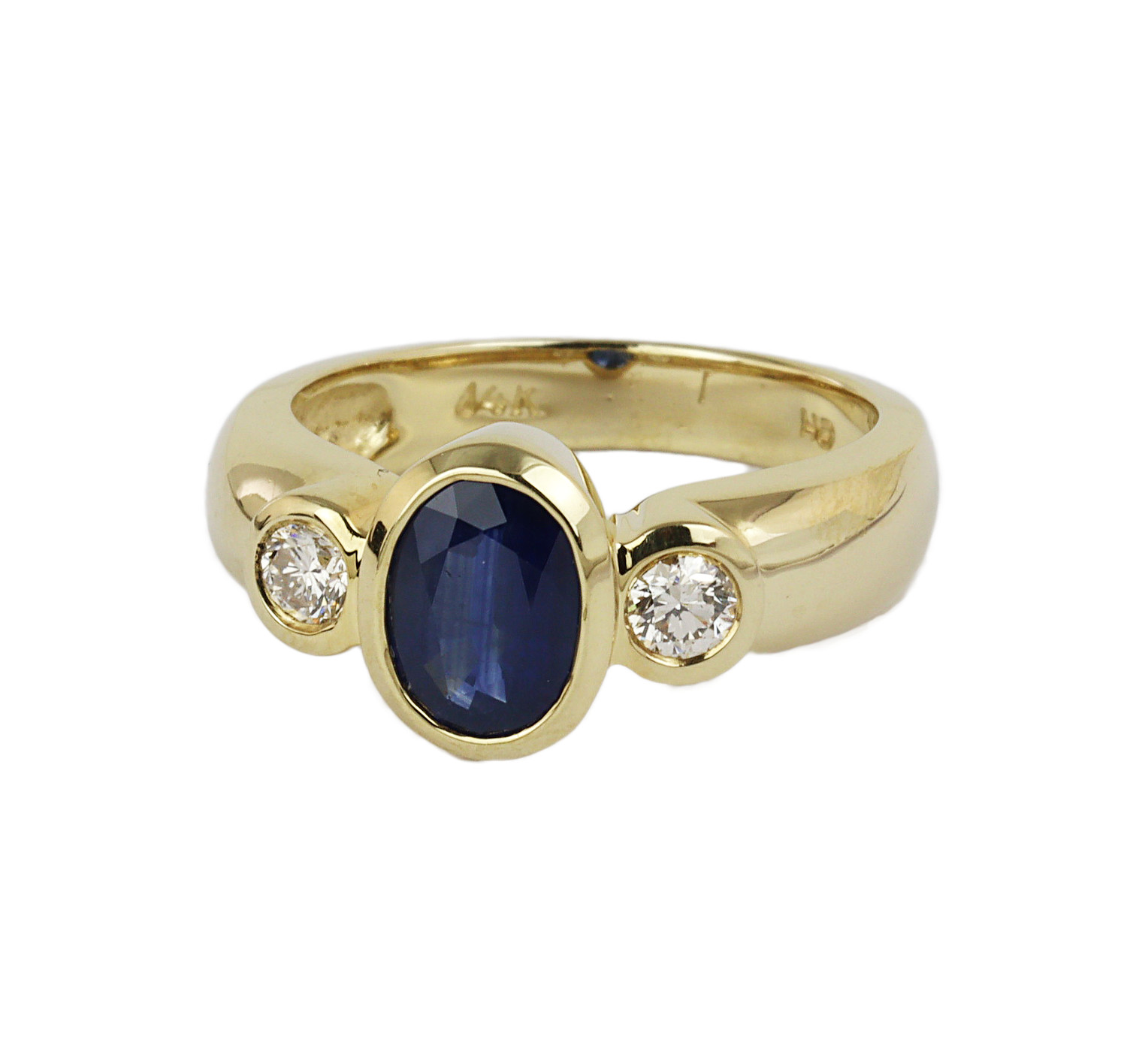 Gallery image of this Women’s 14k Yellow Gold Diamond, Sapphire Ring