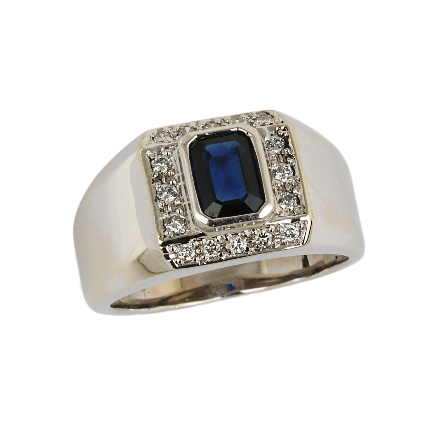 Featured image of this Men’s 14k White Gold Diamond, Sapphire Ring