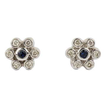 Featured image of this Women’s 14k White Gold Diamond, Sapphire Stud Earrings