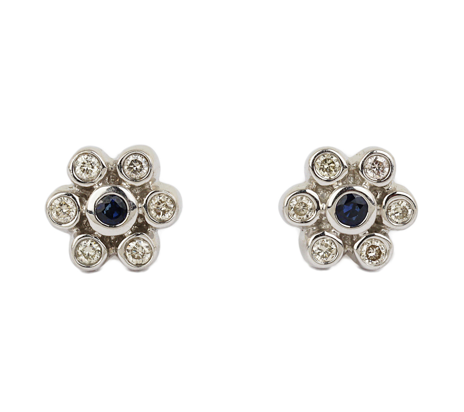 Featured image of this Women’s 14k White Gold Diamond, Sapphire Stud Earrings