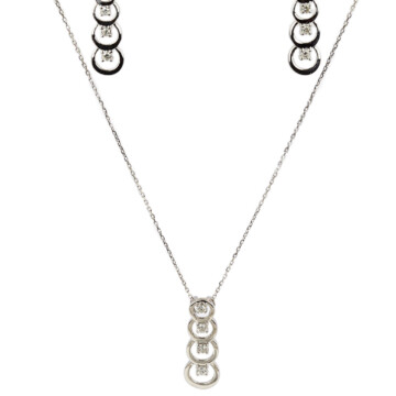 Featured image of this Women’s 14k White Gold Diamond Necklace & Earrings Set