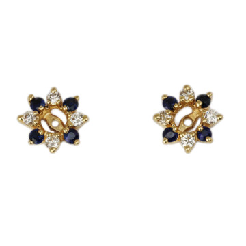 Featured image of this Women’s 14k Yellow Gold Diamond, Sapphire Stud Earring Jackets
