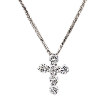 Featured image of this Women’s 14k White Gold Diamond Cross Necklace