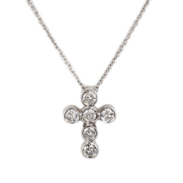 Featured image of this Women’s 14k White Gold Diamond Cross Pendant Necklace