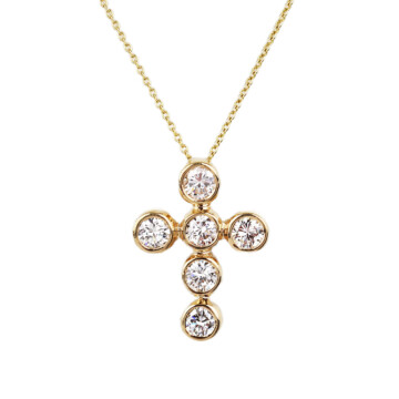 Featured image of this Women’s 14k Yellow Gold Diamond Cross Pendant Necklace