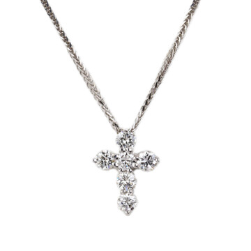 Featured image of this Women’s 14k White Gold Diamond Cross Pendant Necklace