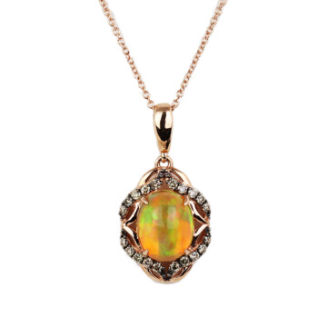 Featured image of this Women’s LeVian 14k Rose Gold Diamond, Opal Necklace