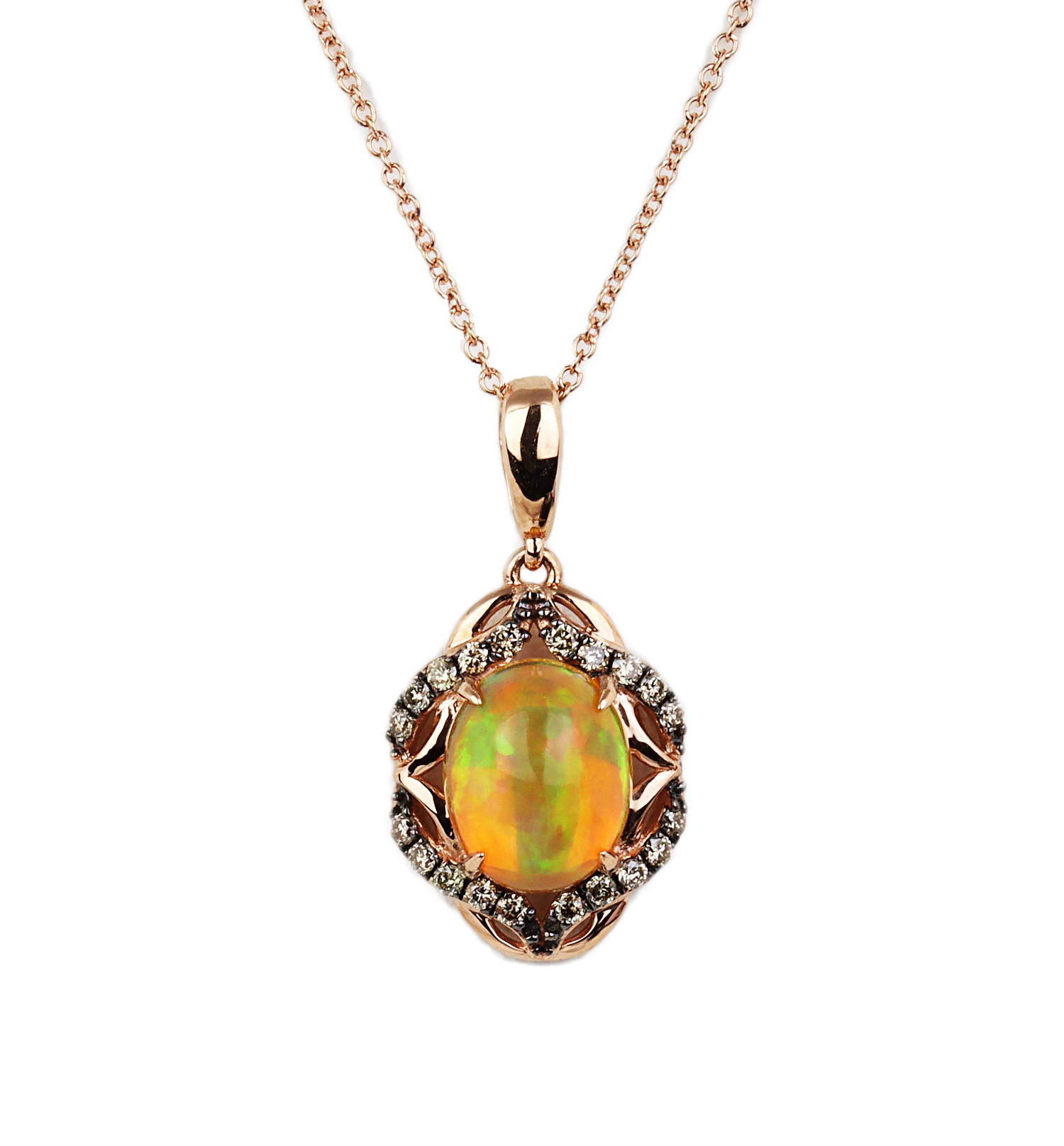 Featured image of this Women’s LeVian 14k Rose Gold Diamond, Opal Necklace