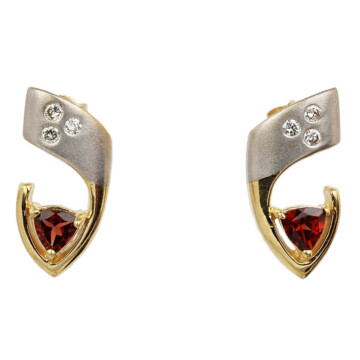 Featured image of this Women’s 14k Yellow Gold Diamond, Garnet Stud Earrings