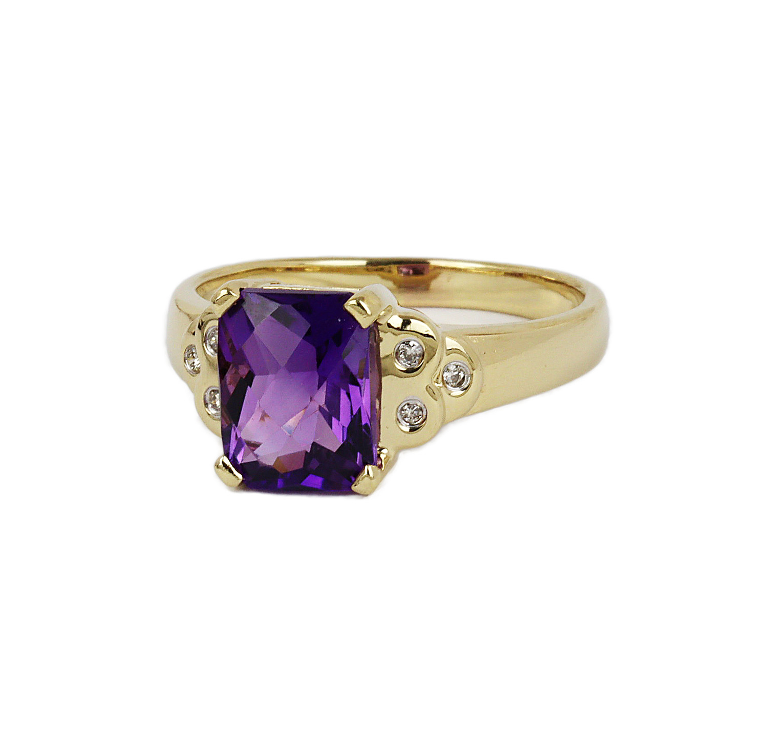 Gallery image of this Women’s 14k Yellow Gold Amethyst, Diamond Ring