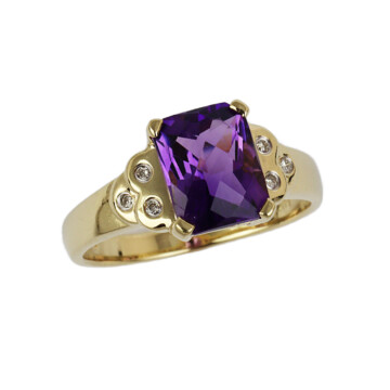 Featured image of this Women’s 14k Yellow Gold Amethyst, Diamond Ring