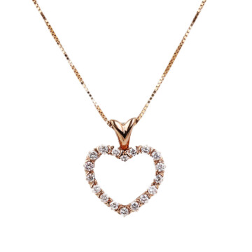 Featured image of this Women’s 10k Rose Gold Diamond Heart Pendant Necklace