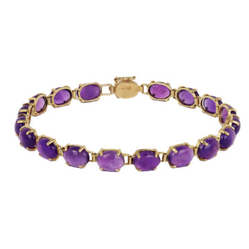 Featured image of this Women’s 14k Yellow Gold Amethyst Link Bracelet