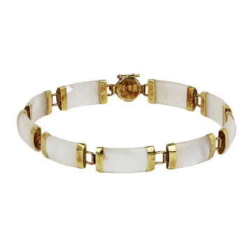 Featured image of this Women’s 14k Yellow Gold, Mother of Pearl Link Bracelet