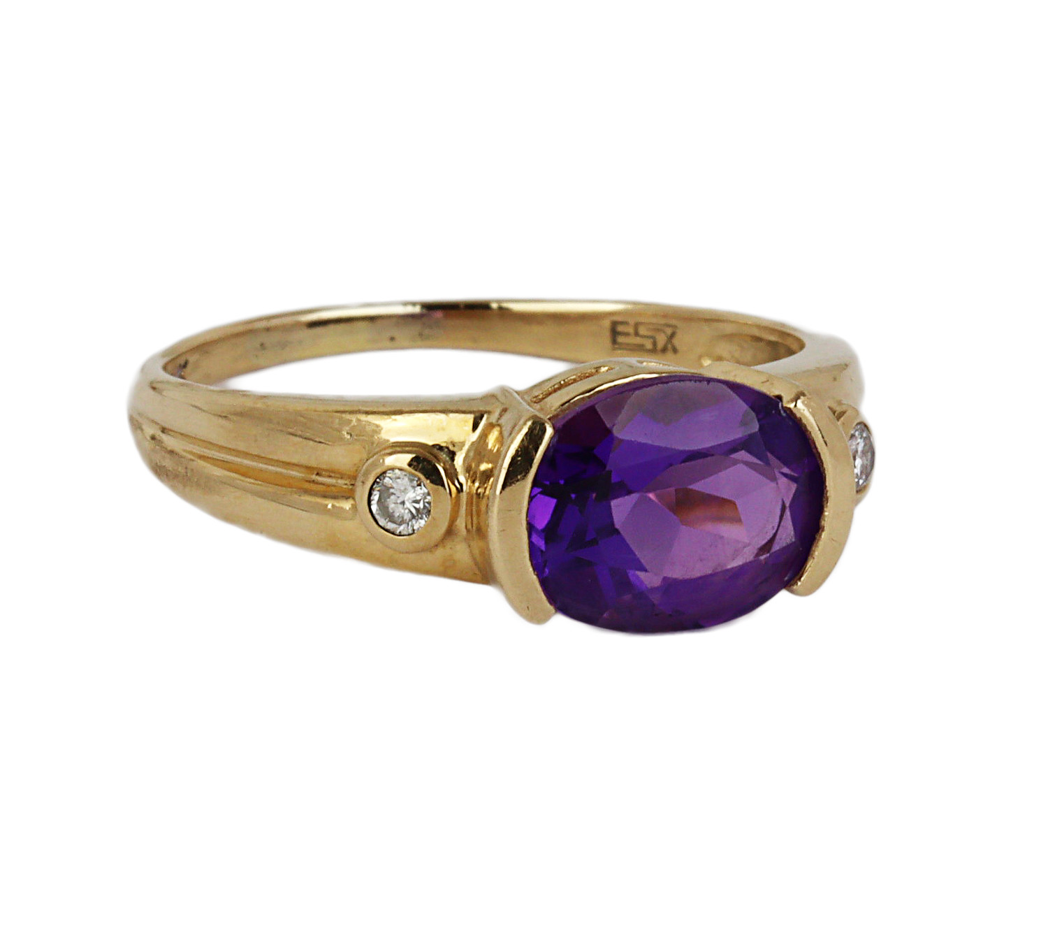 Gallery image of this Women’s 14k Yellow Gold Amethyst, Diamond Ring