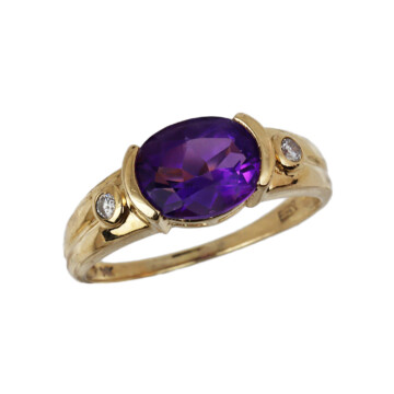 Featured image of this Women’s 14k Yellow Gold Amethyst, Diamond Ring