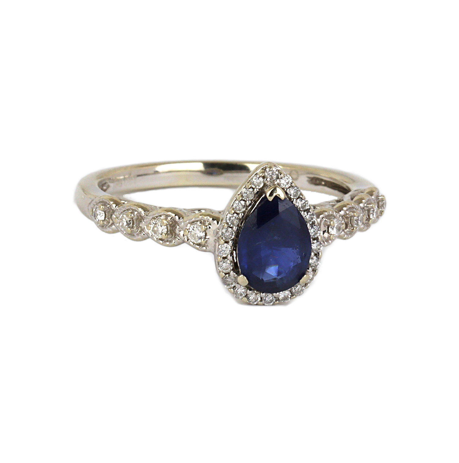 Gallery image of this Women’s 14k White Gold Diamond, Sapphire Ring