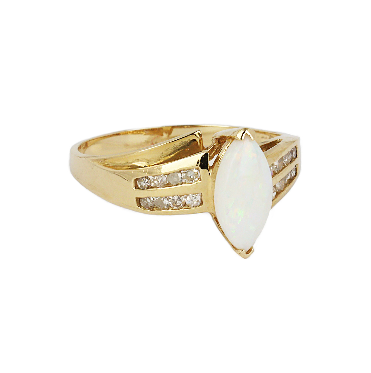 Gallery image of this Women’s 14k Yellow Gold Diamond, Opal Ring