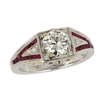 Featured image of this Women’s 14k White Gold Diamond, Ruby Ring Gia Cert