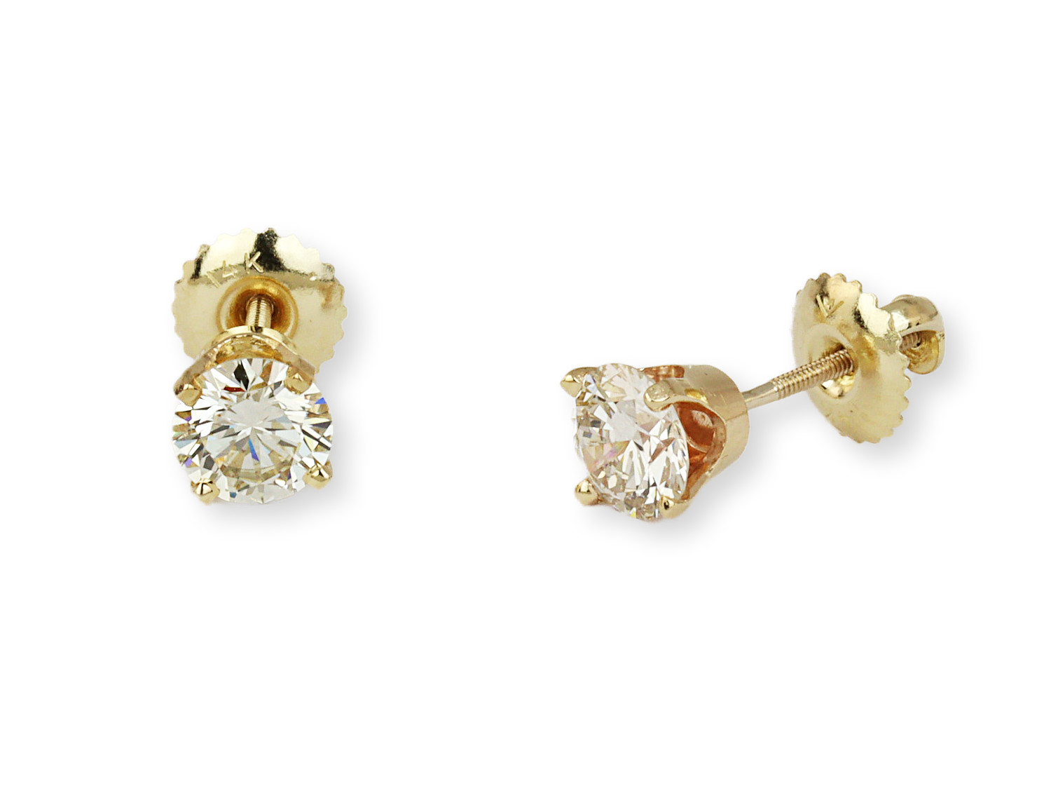 Gallery image of this Women’s 14k Yellow Gold Diamond Stud Earrings EGL Cert