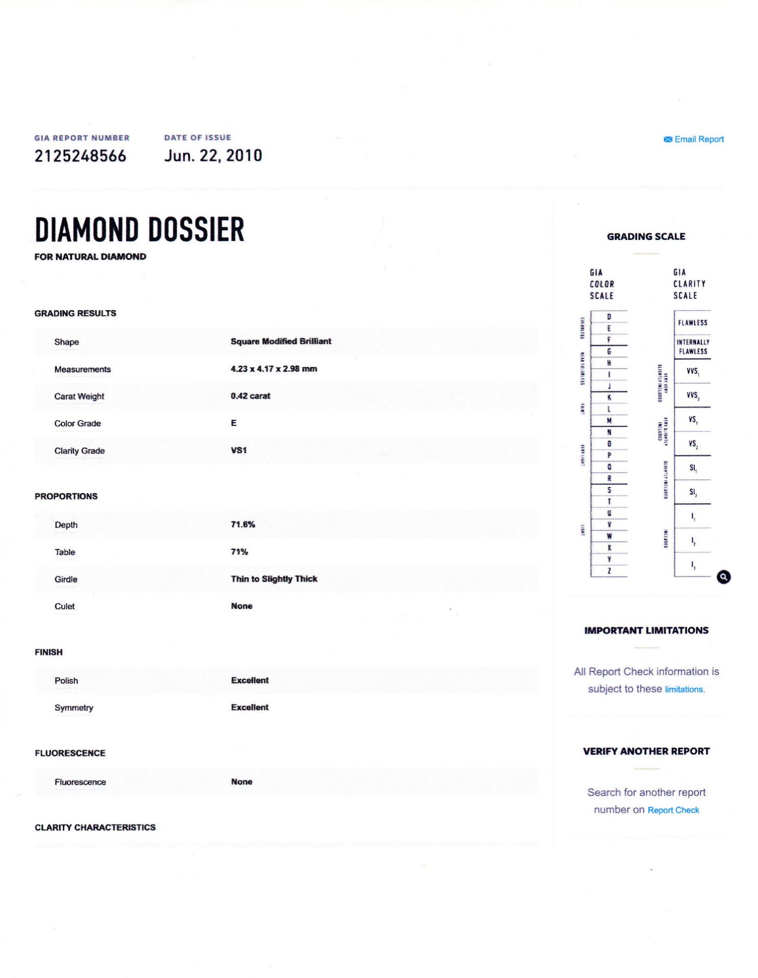 Gallery image of this GIA Certified 0.42ct Princess Cut Diamond E/VS1