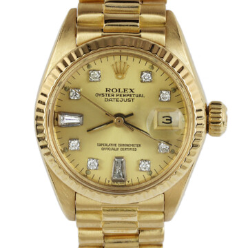 Featured image of this Women’s 18k Yellow Gold & Diamond President Rolex Wristwatch – 25mm Case