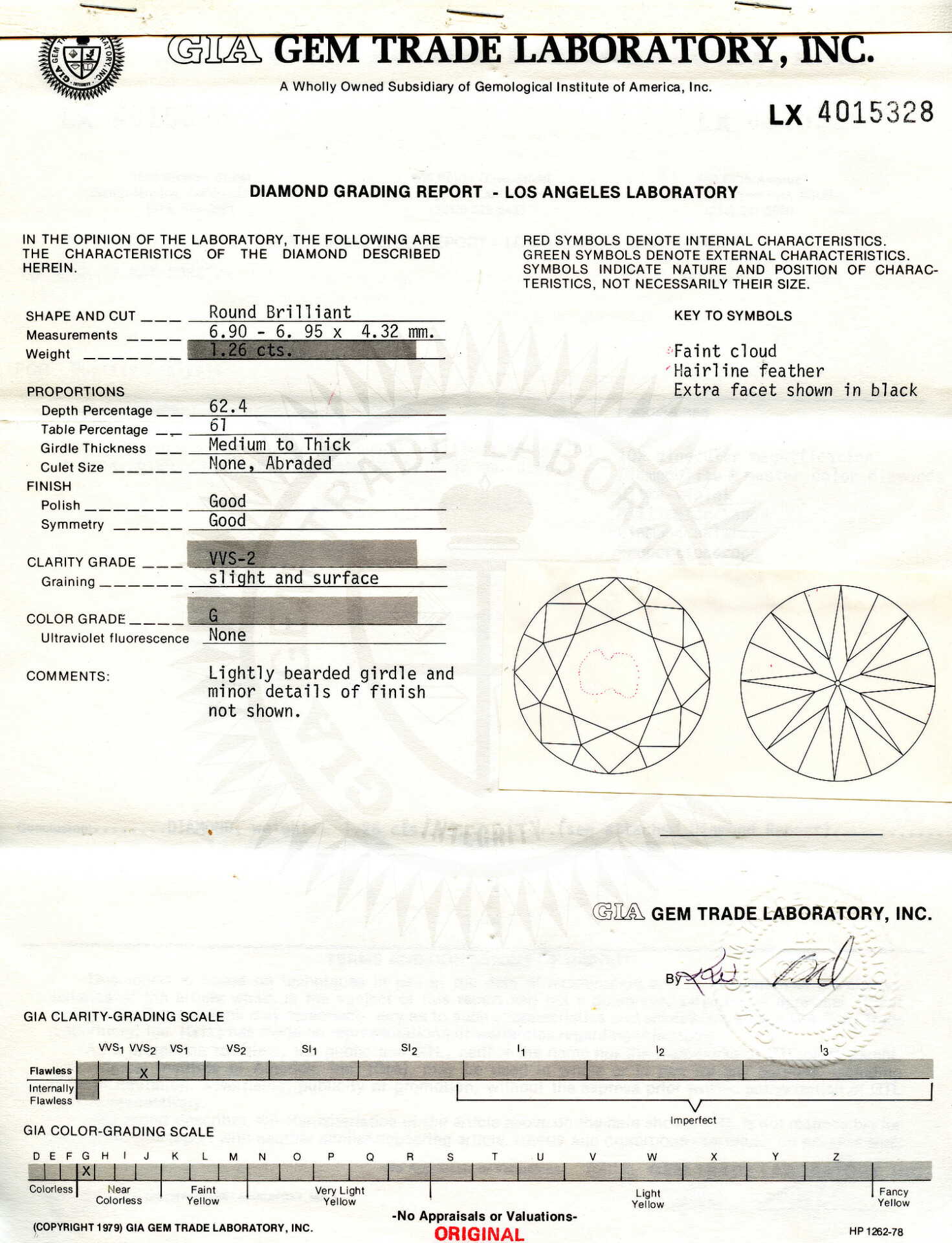 Gallery image of this GIA Certified 1.26ct Round Brilliant Cut Diamond G/VVS2