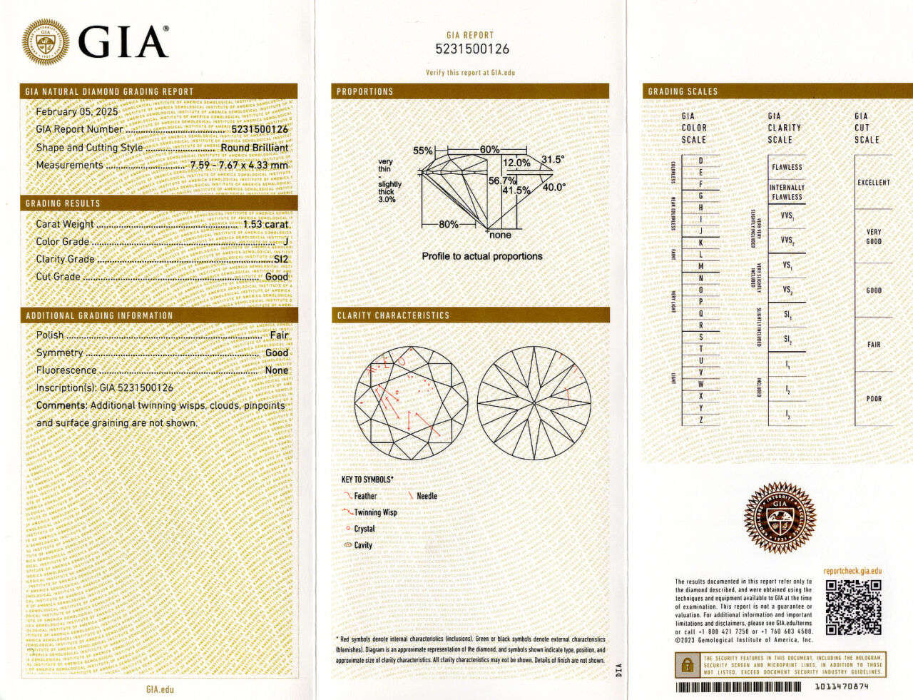 Gallery image of this GIA Certified 1.53ct Round Brilliant Cut Diamond J/SI2