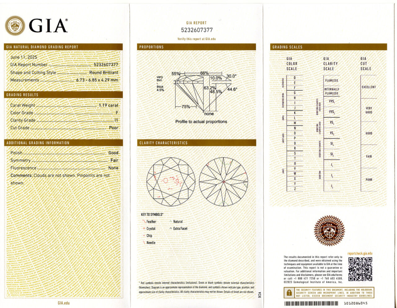 Gallery image of this GIA Certified 1.19ct Round Brilliant Cut Diamond F/I1