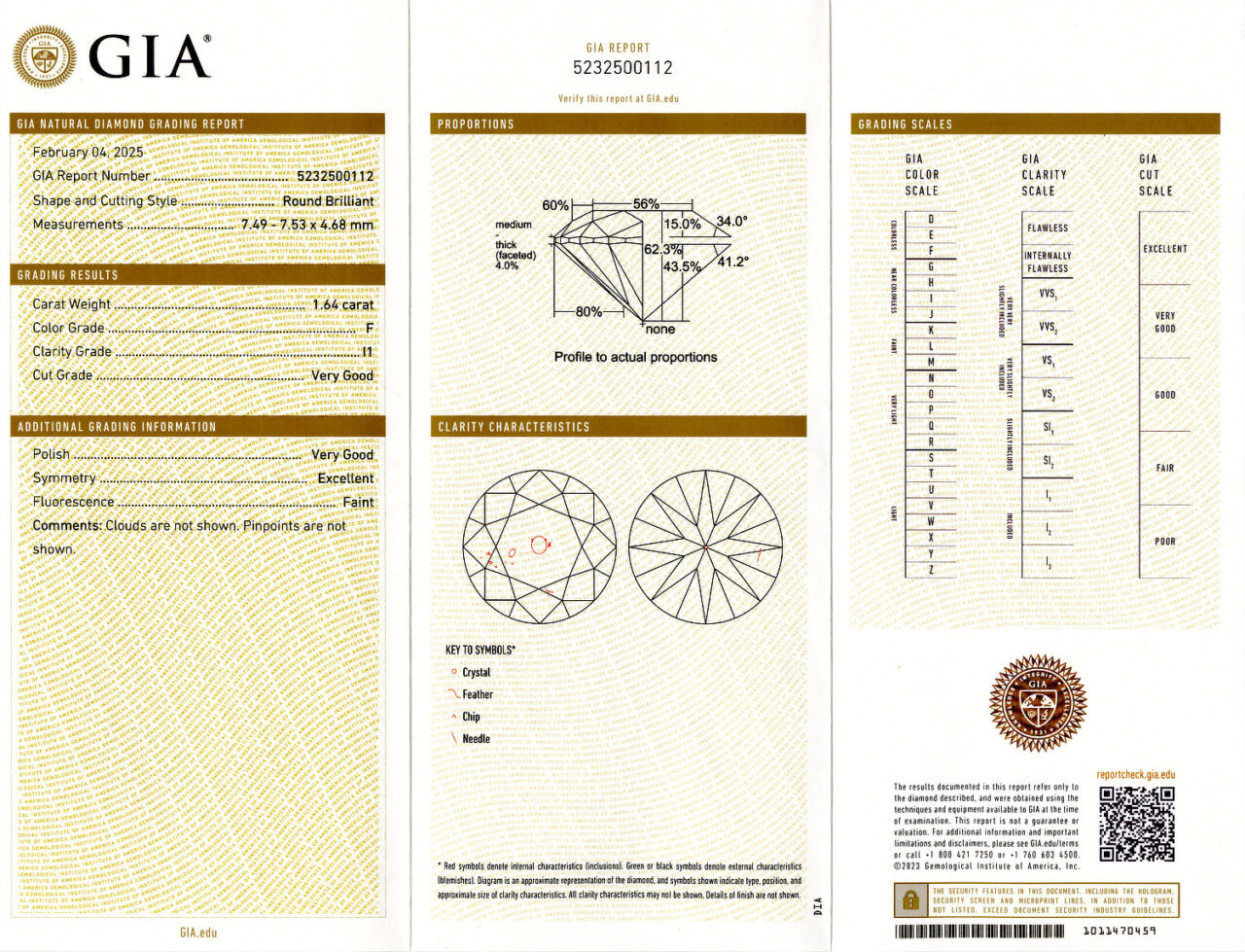 Gallery image of this GIA Certified 1.64ct Round Brilliant Cut Diamond F/I1