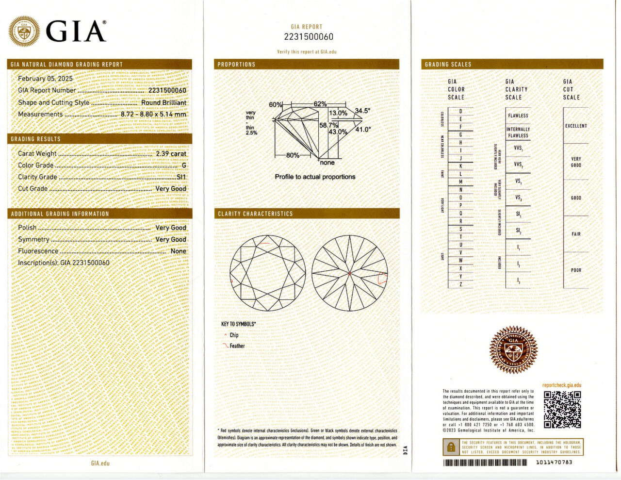 Gallery image of this GIA Certified 2.39ct Round Brilliant Cut Diamond G/SI1