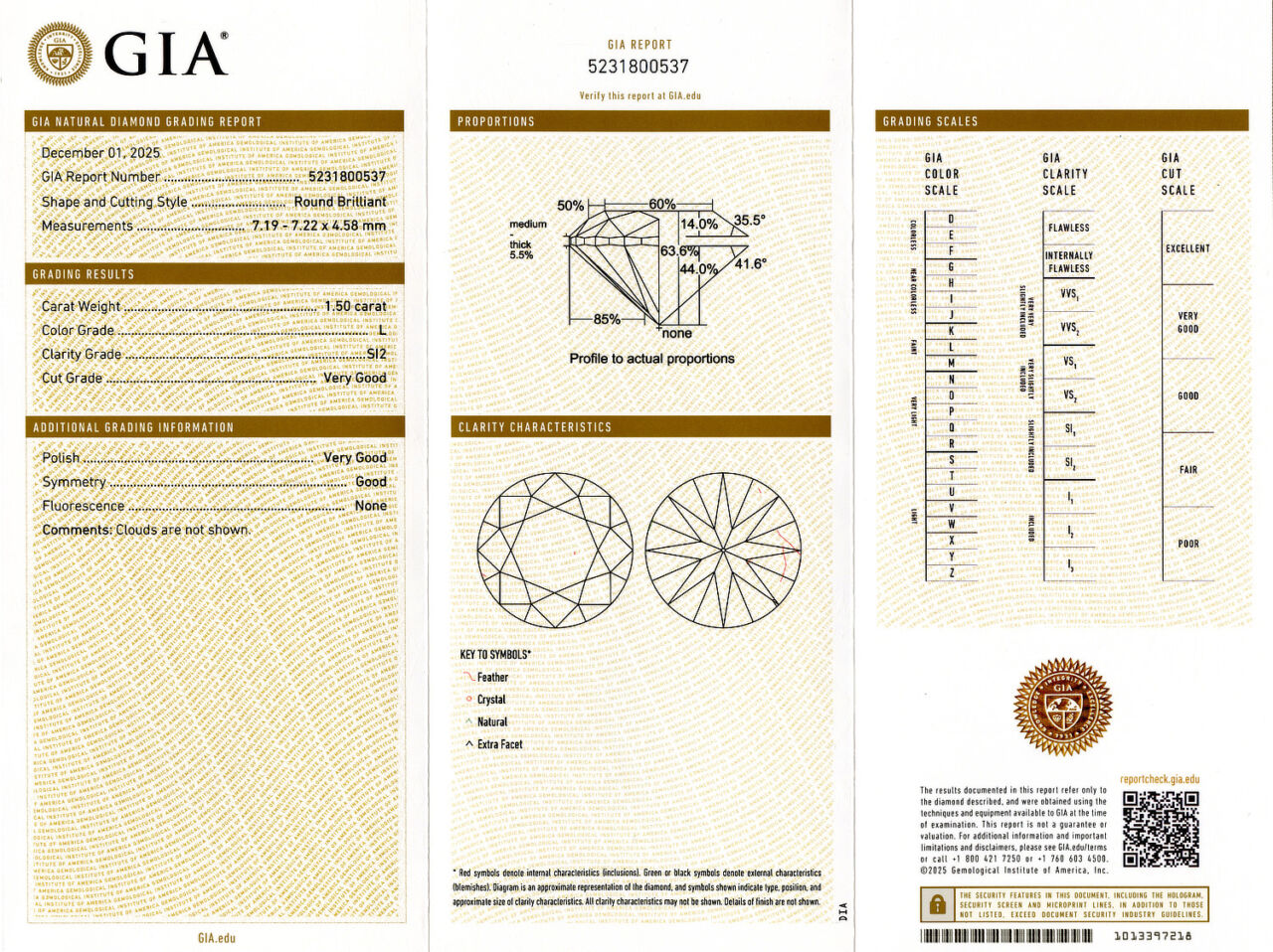 Gallery image of this GIA Certified 1.50ct Round Brilliant Cut Diamond L/SI2