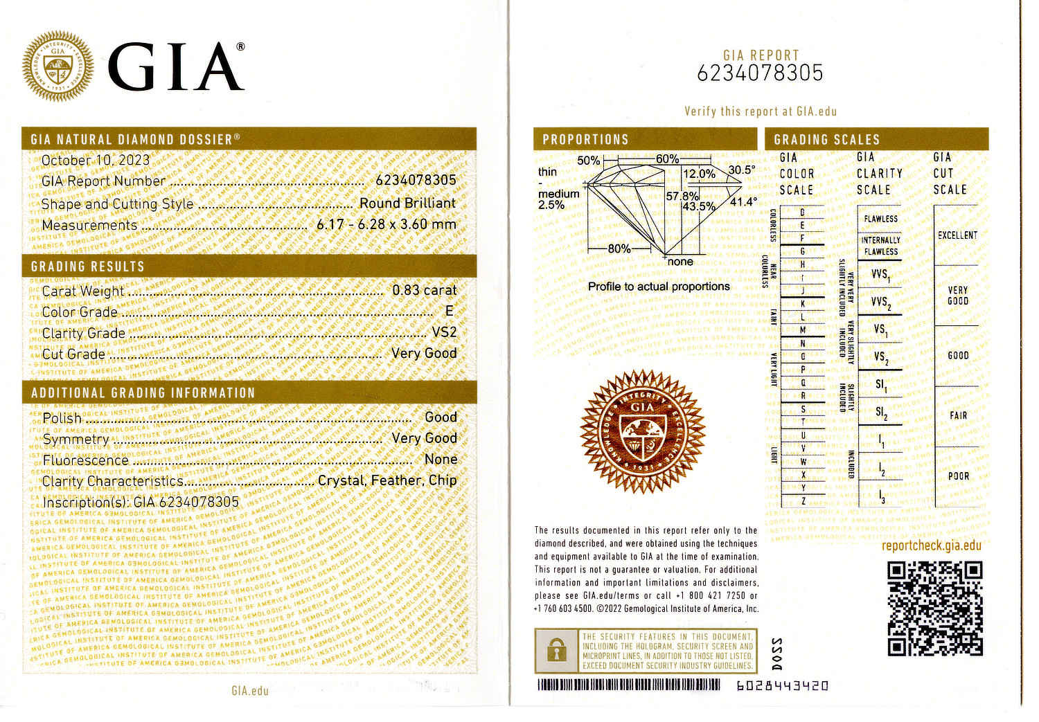 Gallery image of this GIA Certified 0.83ct Round Brilliant Cut Diamond E/VS2