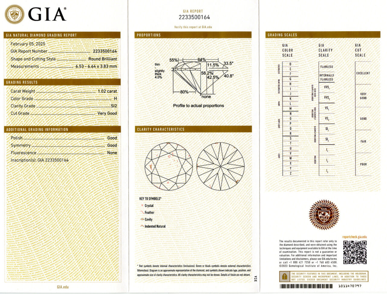 Gallery image of this GIA Certified 1.02ct Round Brilliant Cut Diamond H/SI2