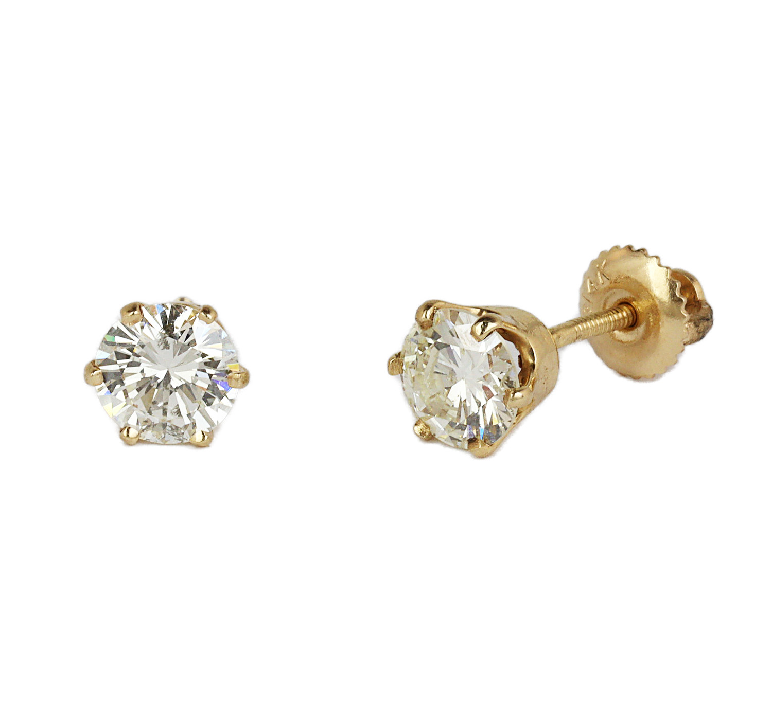 Gallery image of this Women’s 14k Yellow Gold Diamond Screwback Stud Earrings