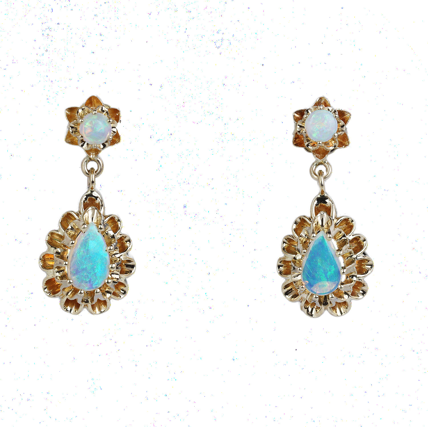 Gallery image of this Women’s 14k Yellow Gold Opal Dangle Earrings