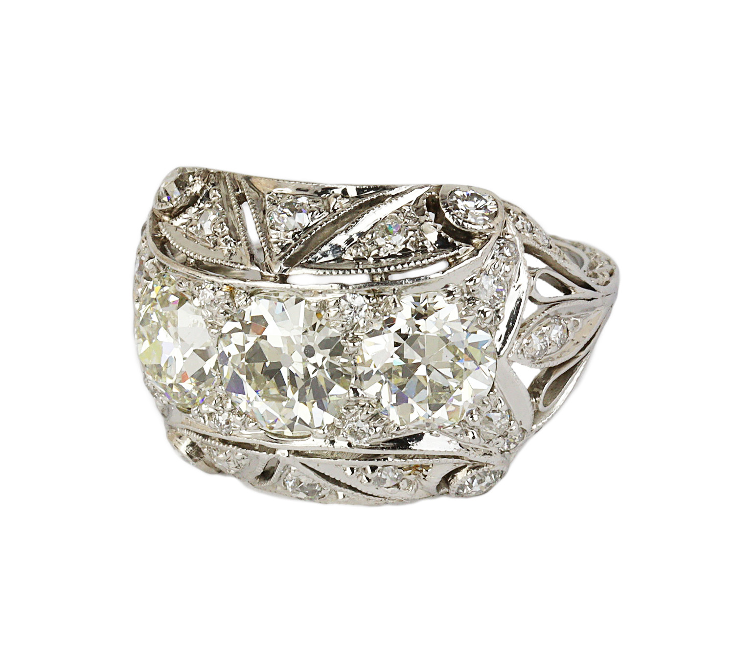 Gallery image of this Vintage Women’s Platinum Diamond Ring EGL Cert
